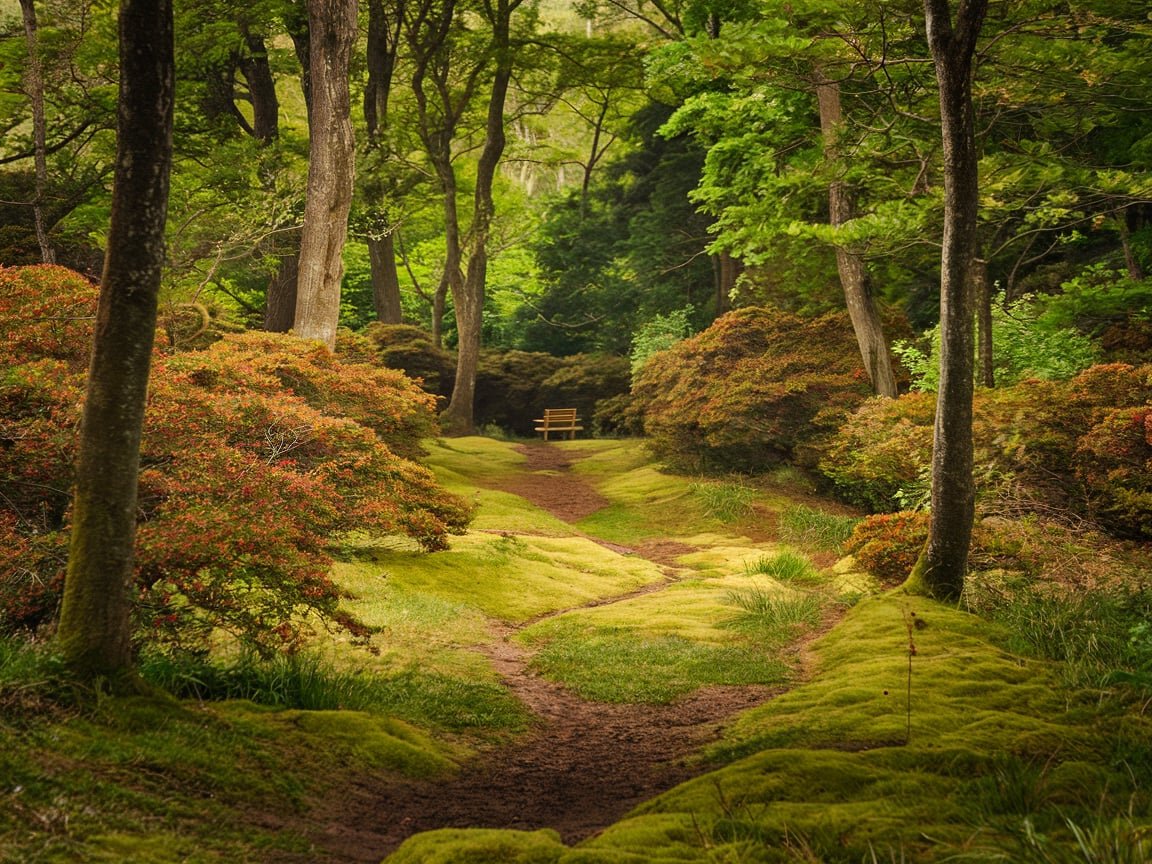 "A tranquil forest scene inviting relaxation and mindfulness."