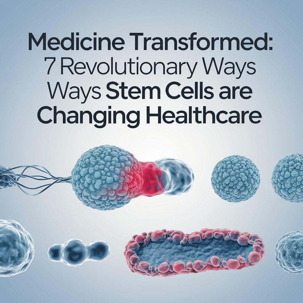 "Illustration of stem cells transforming into various cell types, symbolizing their role in modern medicine and regenerative therapies."