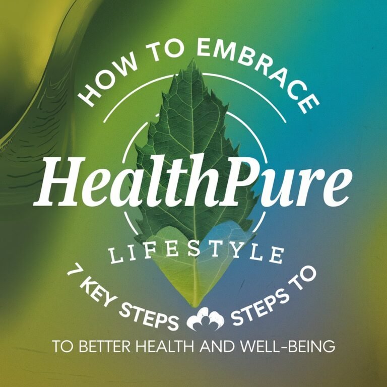 A balanced lifestyle illustration featuring clean eating, physical activity, mindfulness, and sustainability, representing the HealthPure approach to overall well-being and healthy living.