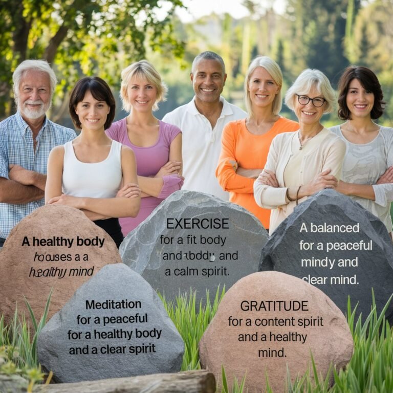 "Person practicing healthy habits, including exercise, mindfulness, and balanced nutrition, representing the transformation of mind, body, and spirit."